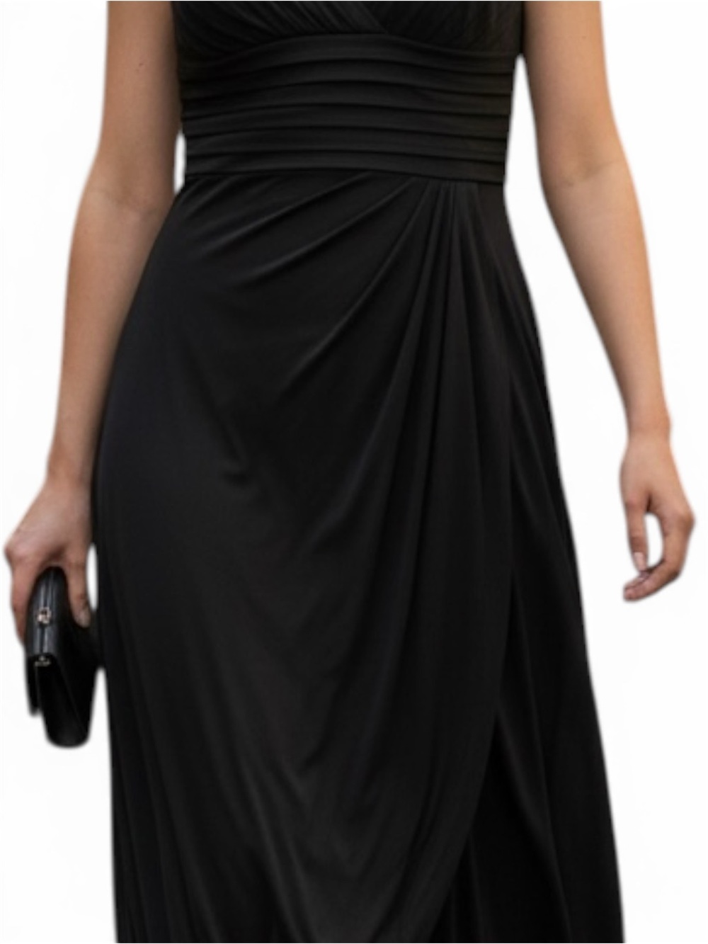 Jones NY Classic V-Neck Black Maxi Wedding Evening Formal Dress Sz 10 EUC - Picture 4 of 14